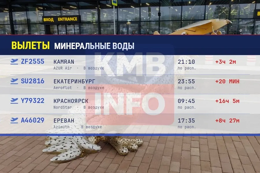 В аэропорту Минеральных Вод задержаны 16 рейсов на прилёт и 18 на вылет