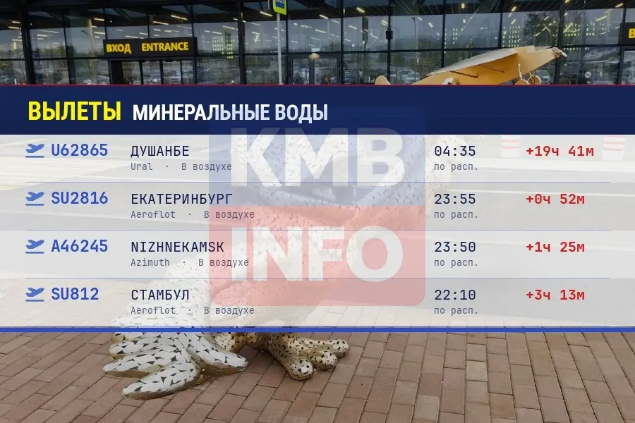 В аэропорту Минеральных Вод задерживаются 10 рейсов на прилёт и 14 на вылет