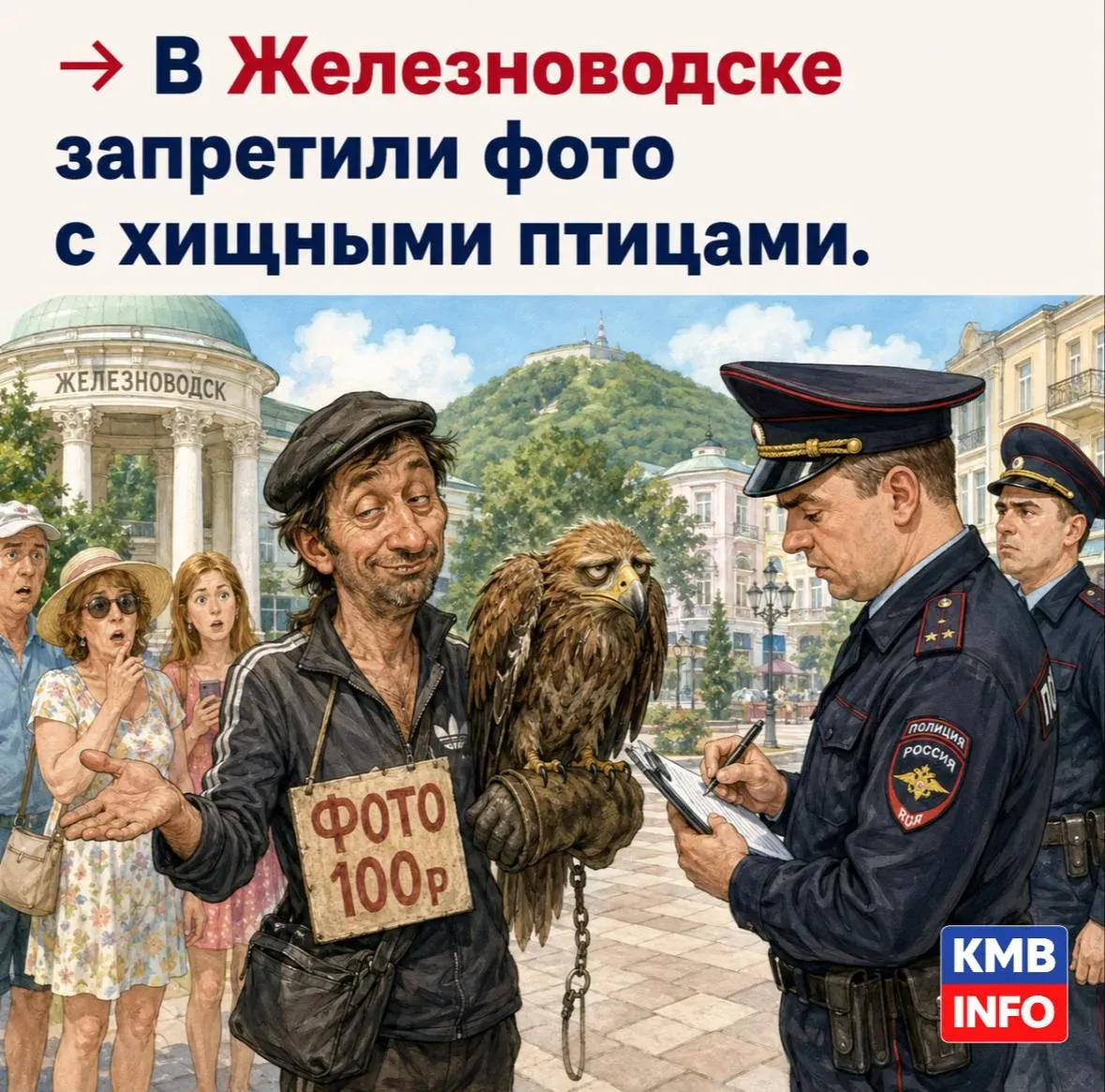 В Железноводске запретили фотосессии с хищными птицами в туристических местах