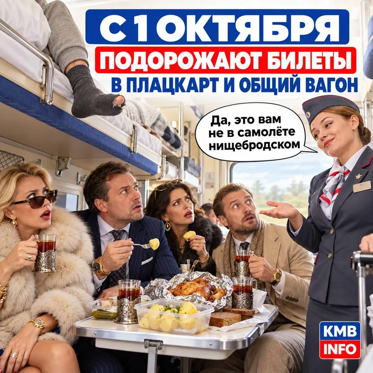 С 1 октября подорожают билеты в плацкарт и общий вагон