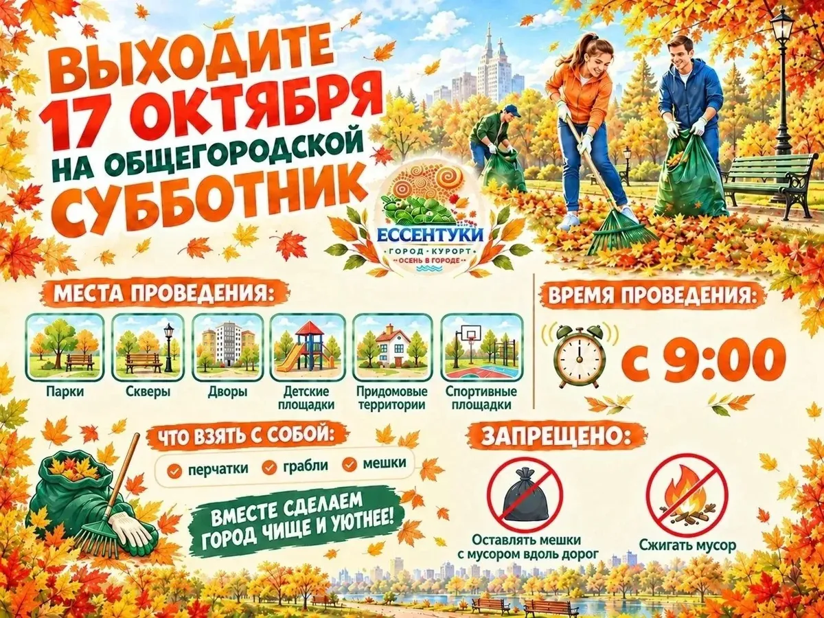 В Ессентуках 17 и 18 октября пройдут субботник, ярмарка и семейные праздники