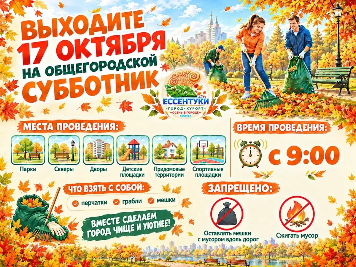 В Ессентуках в субботу пройдёт общегородской субботник