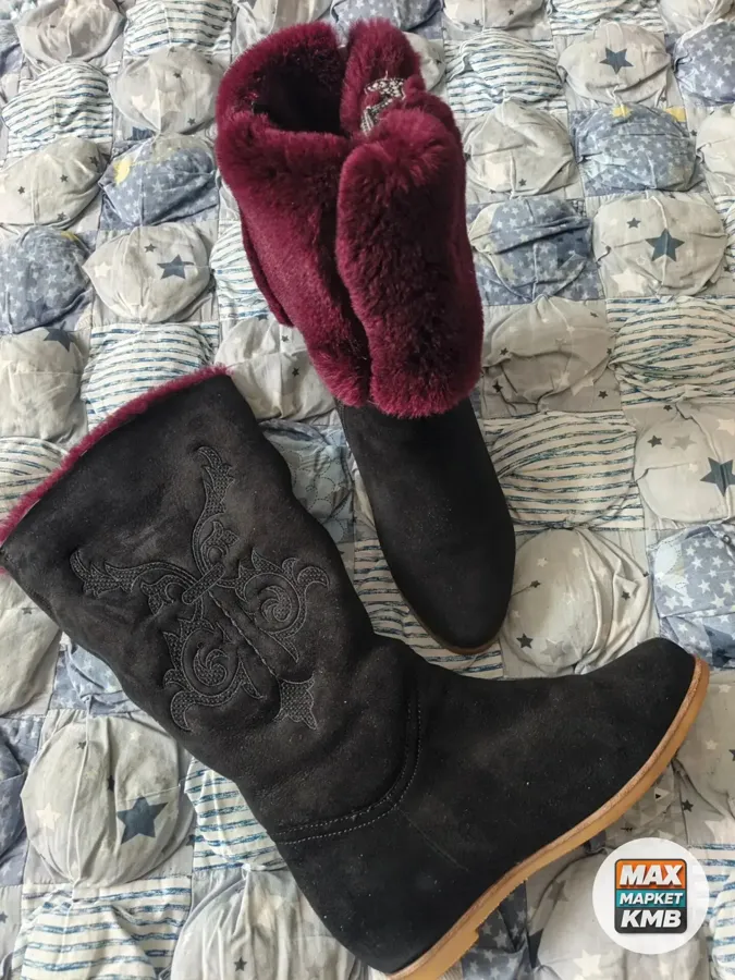 Зимние сапоги из замши, р. 40