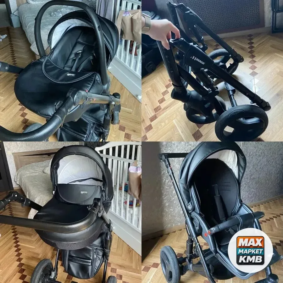 Коляска 3в1, кожа